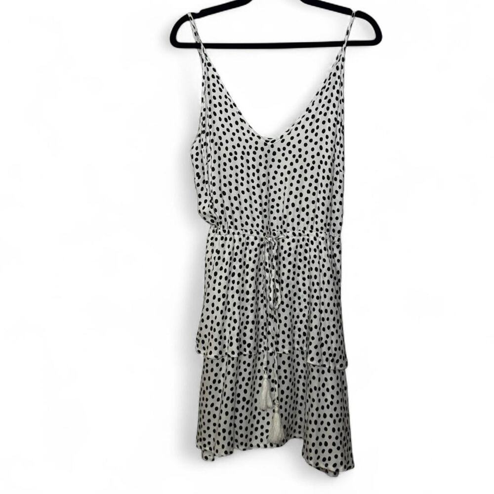 NEW MINKPINK Women’s Babydoll White & Black Polka Dot Tiered Tied Dress — SMALL - Picture 5 of 6